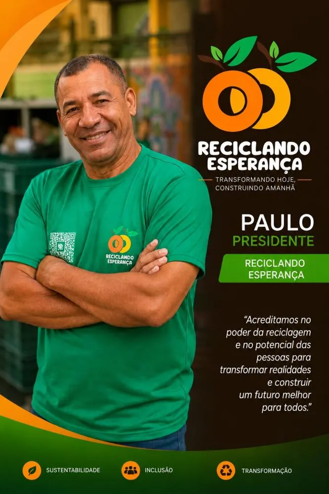 Paulo Sérgio Soares Pereira, fundador e presidente do projeto Reciclando Esperança, dedica sua vida ao trabalho social e ao fortalecimento da solidariedade comunitária.