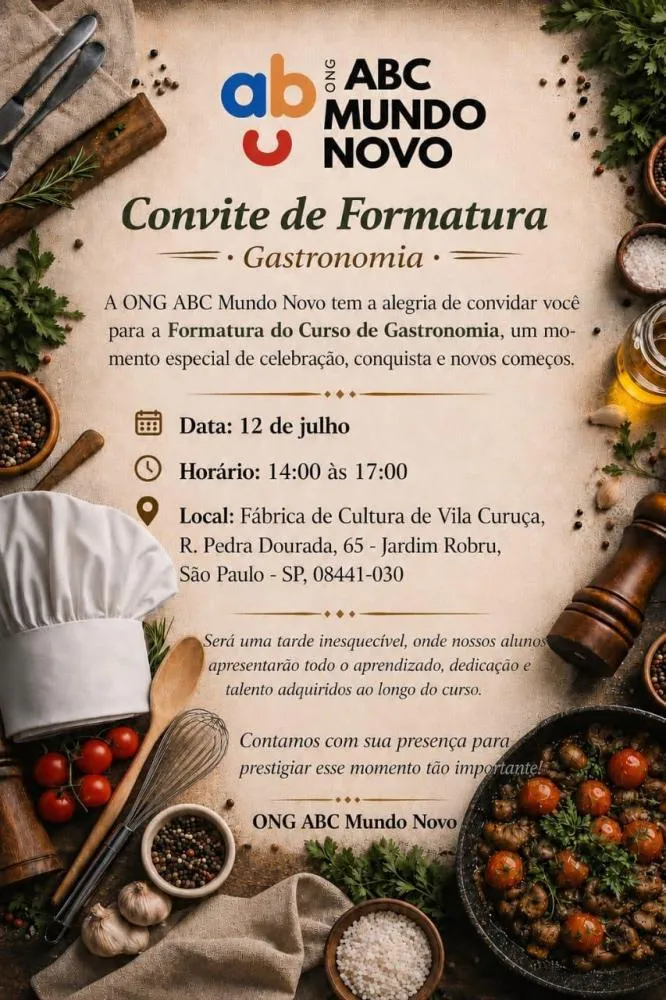ABC Mundo Novo forma novos talentos e fortalece a inclusão social através da gastronomia